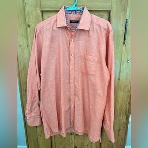 Marcello Orange 100% Cotton Dress Shirt Paisley Cuffs and Neck Size XL